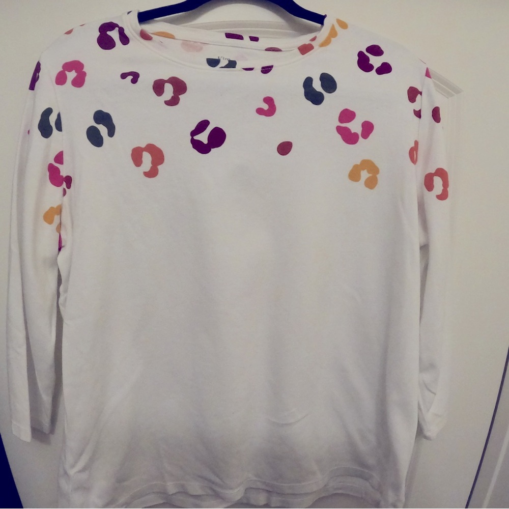 Kim Rogers - Fun Multicolor Leopard Print Long-Sleeve Top - Size - Large